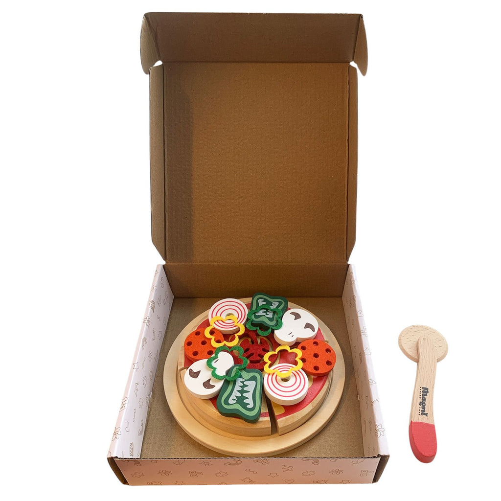 Jeu d'imitation en bois - Pizza & boite