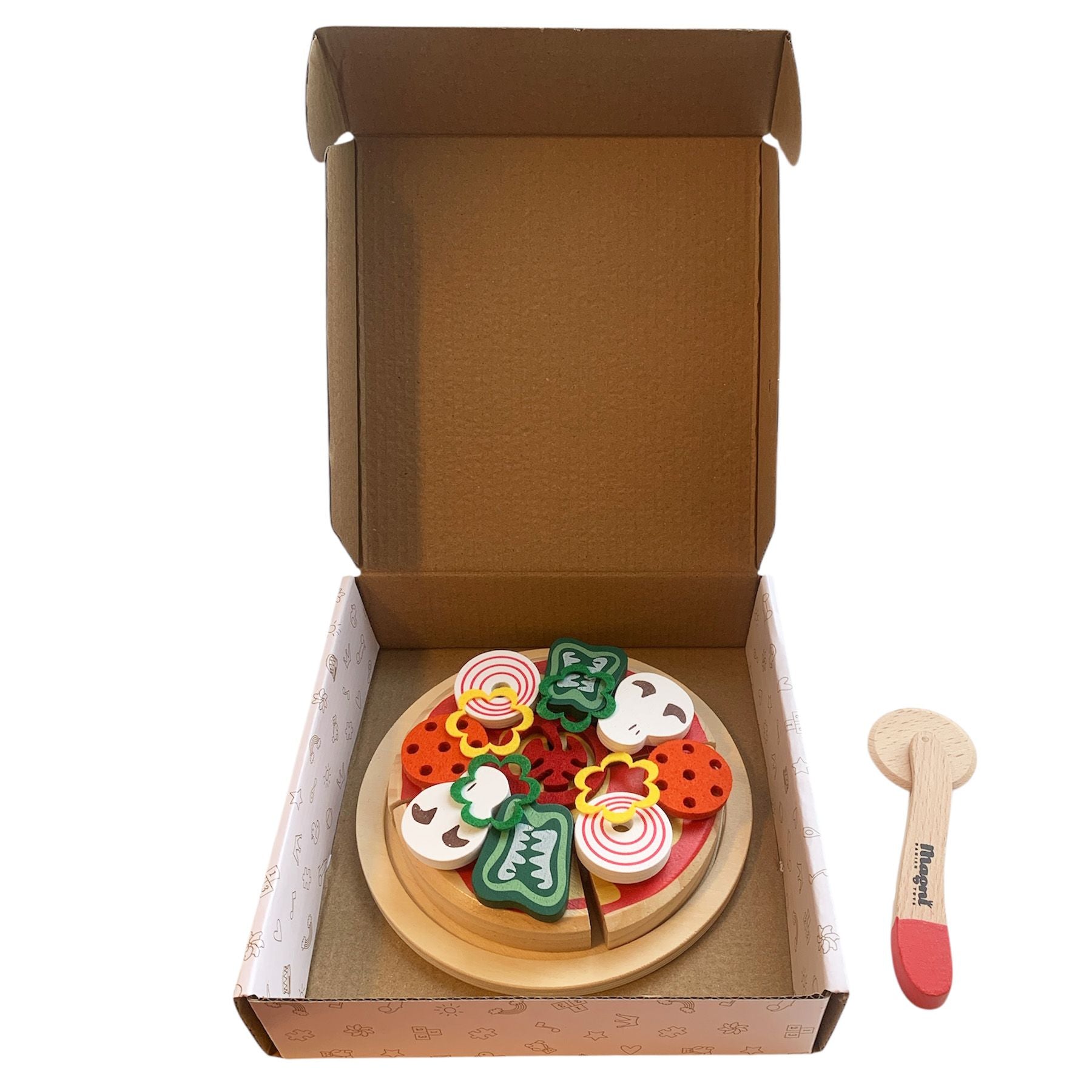 Jeu d'imitation en bois - Pizza & boite