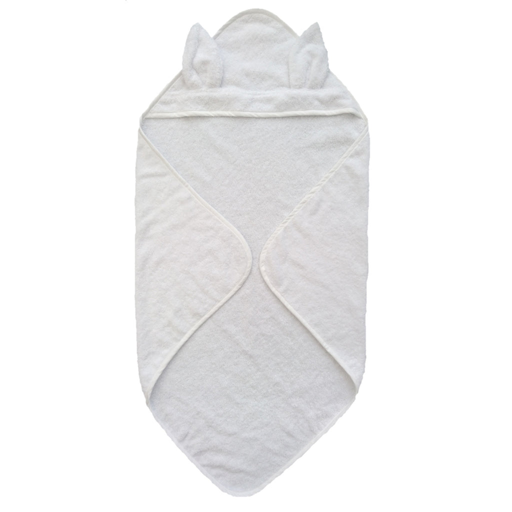 Serviette à capuche avec oreilles de lapin - Blanc