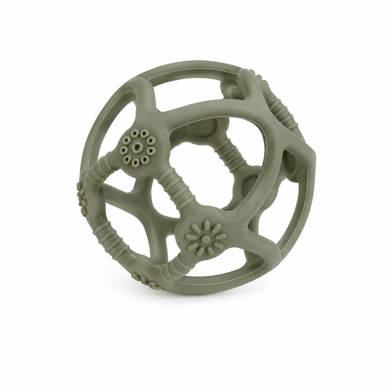 Balle de dentition texturée en silicone - Kaki