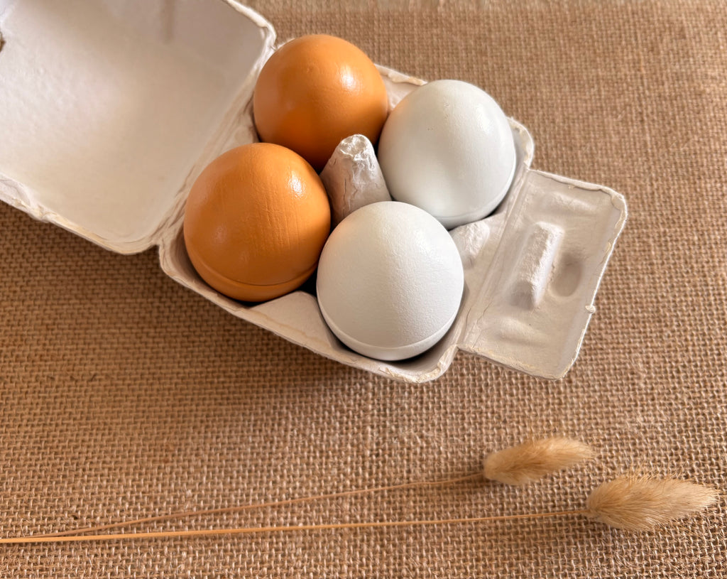 Œufs à découper en bois – Jeu d'imitation cuisine enfant