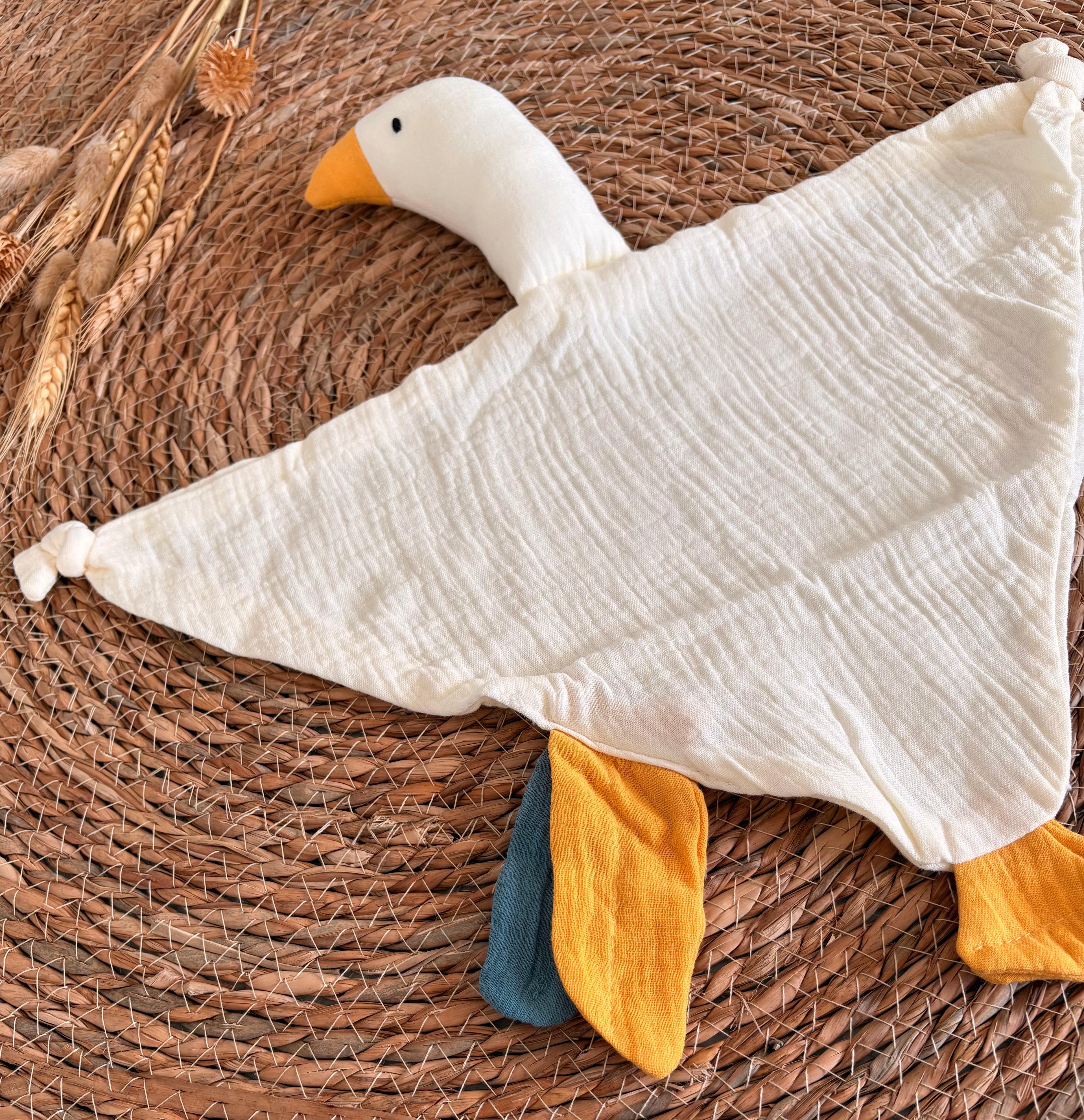 Doudou plat en mousseline - Oie Ecrue
