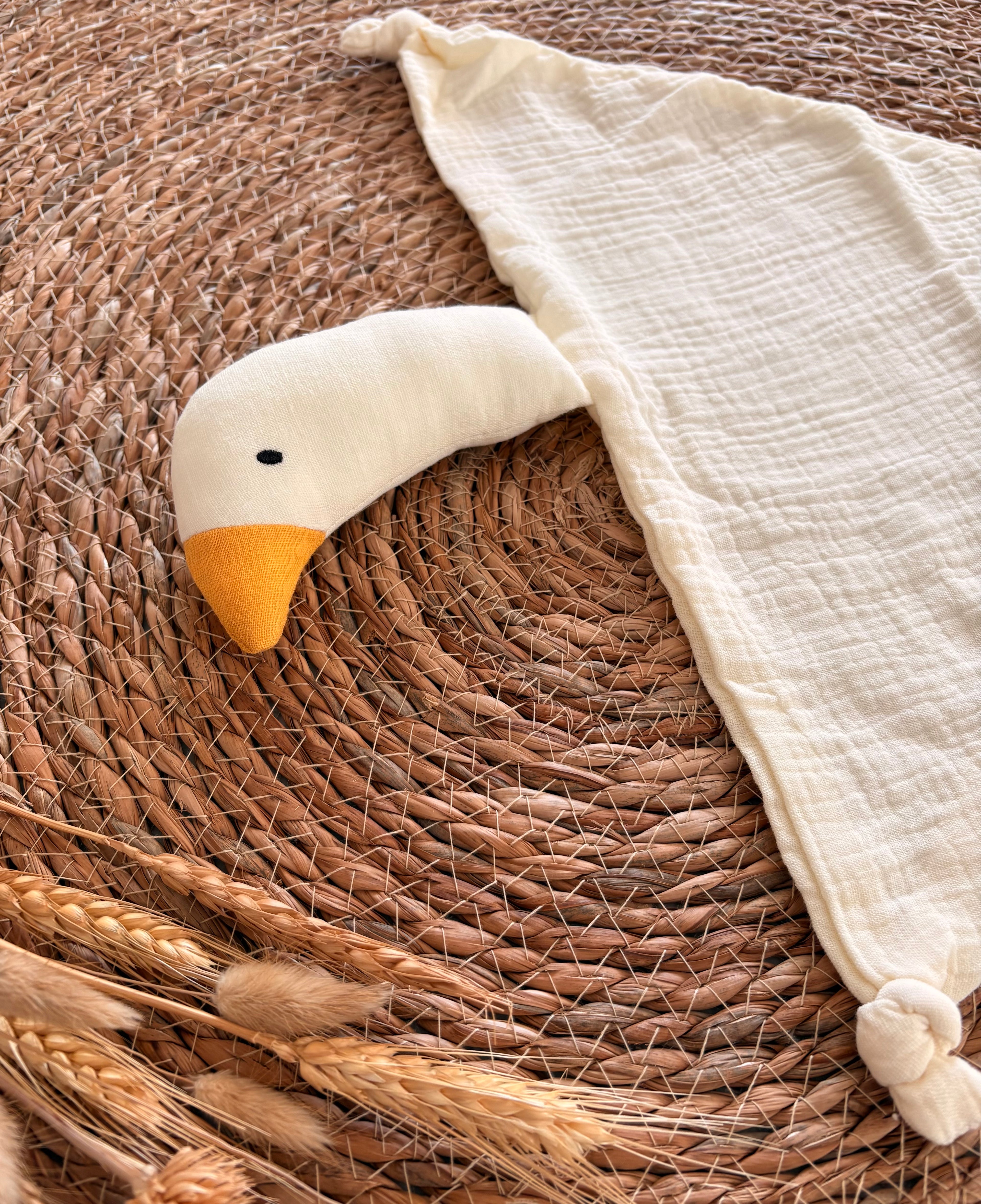 Doudou plat en mousseline - Oie Ecrue