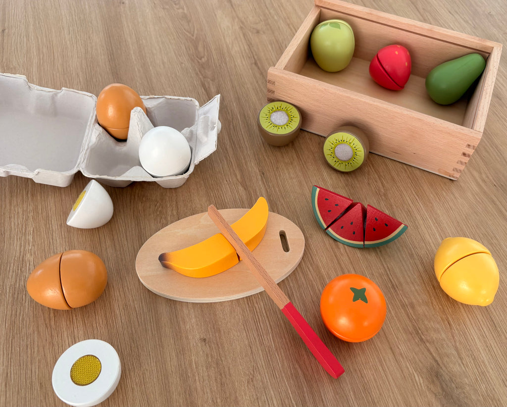 Œufs à découper en bois – Jeu d'imitation cuisine enfant