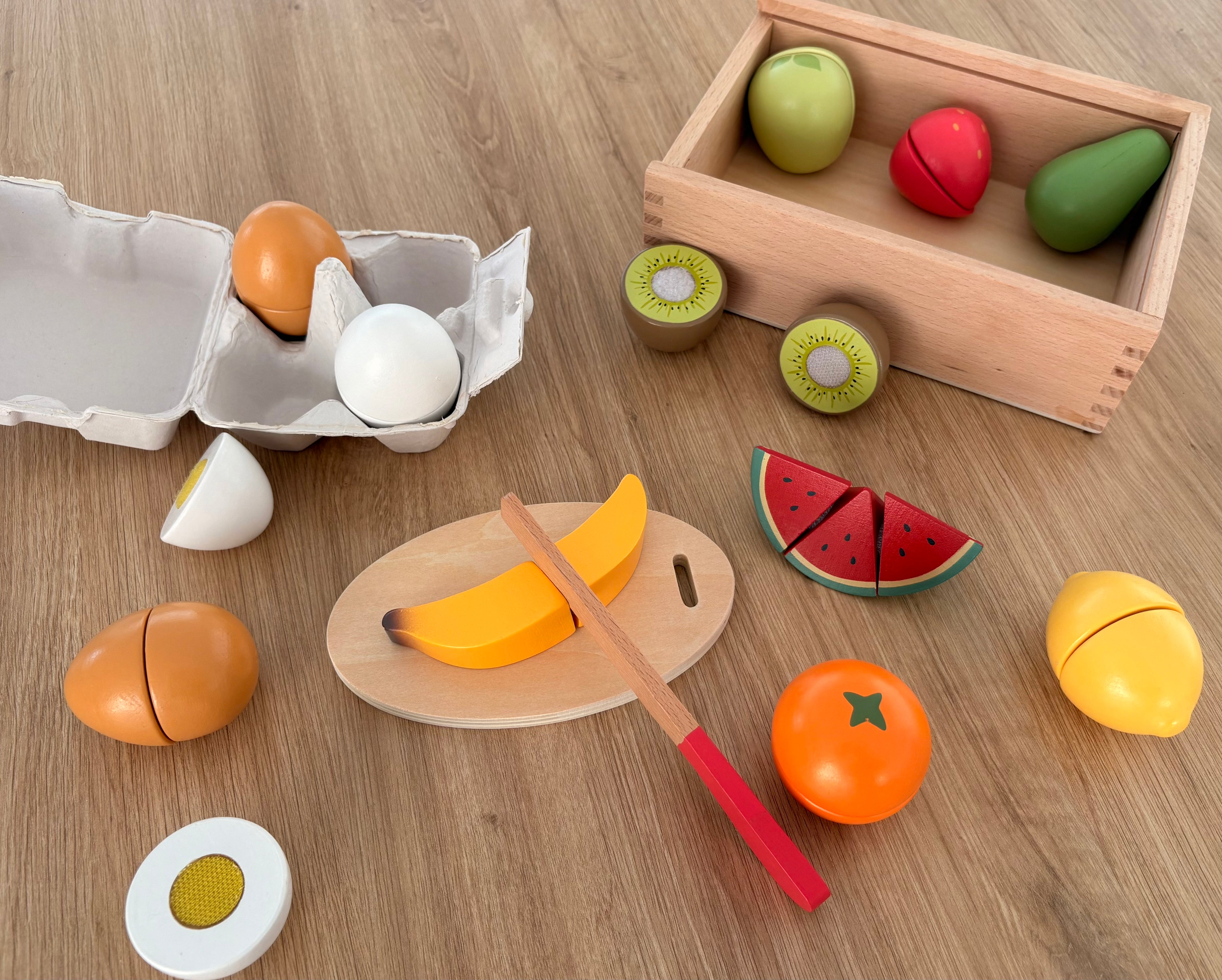 Set de fruits à découper en bois – Jeu d'imitation cuisine enfant
