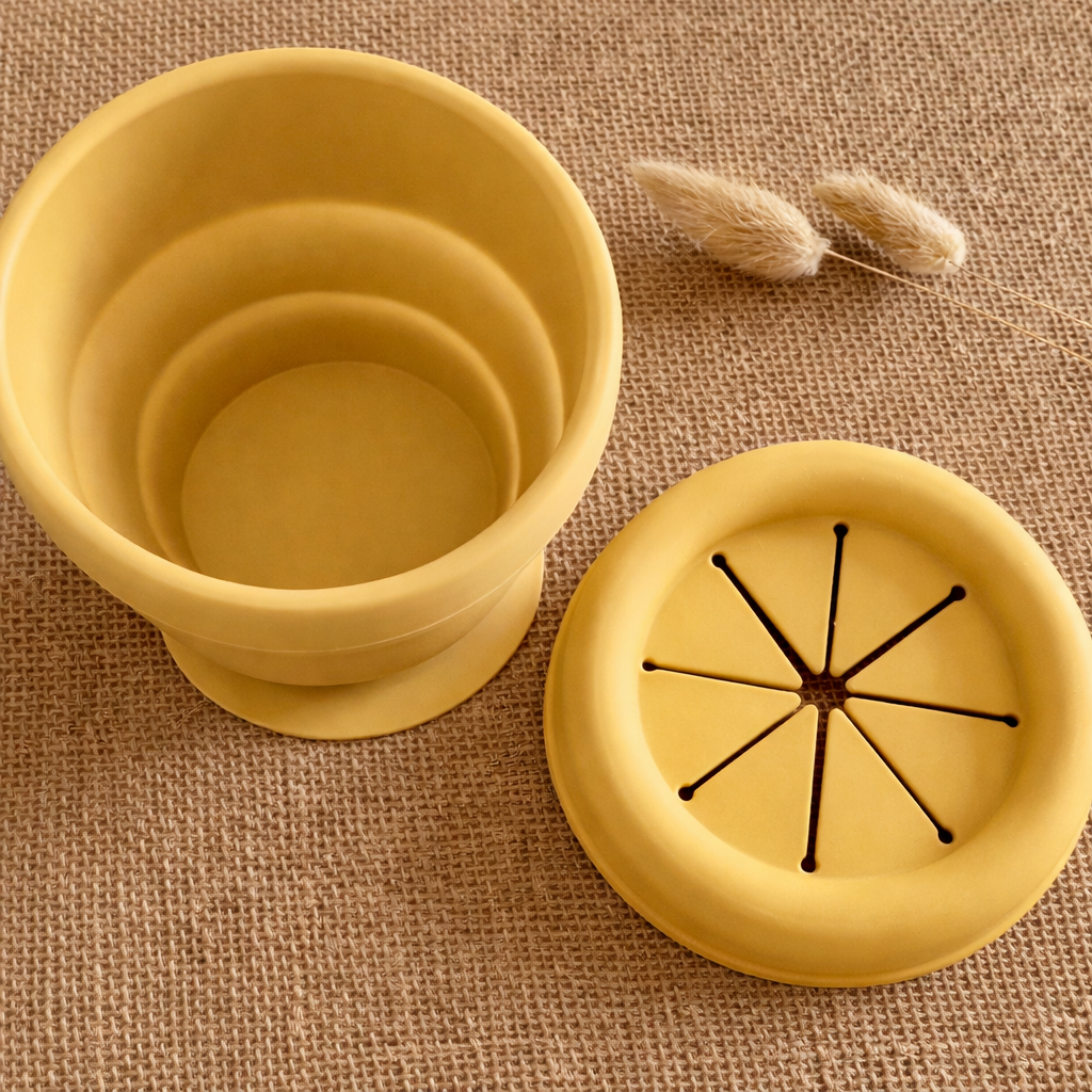 Gobelet à collation pliable en silicone - Moutarde