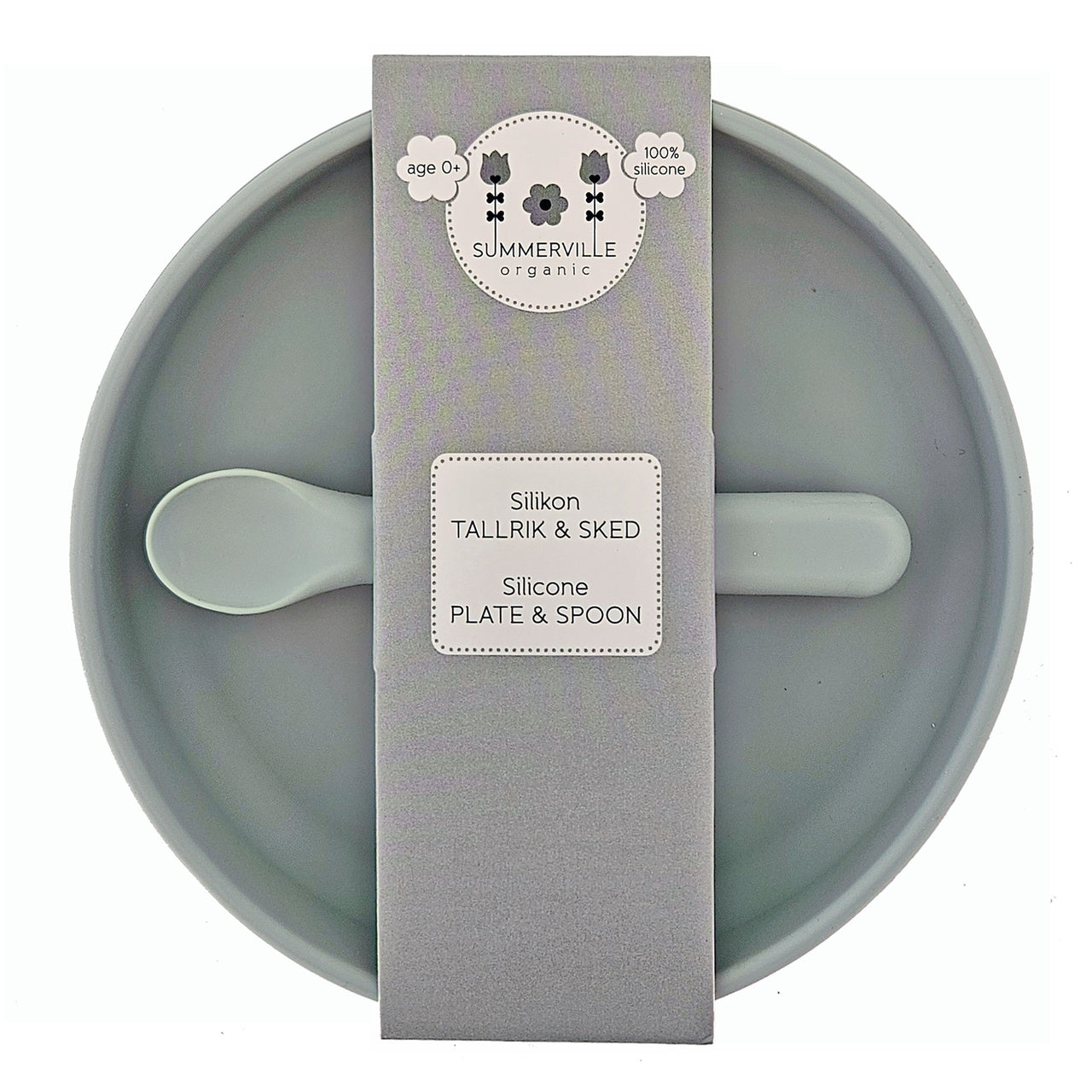 Assiette et cuillère en silicone – Gris