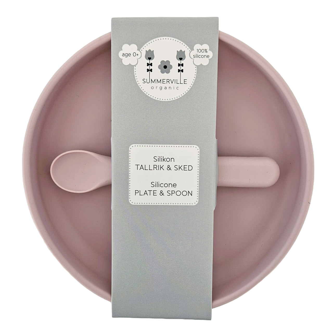 Assiette et cuillère en silicone – Mauve