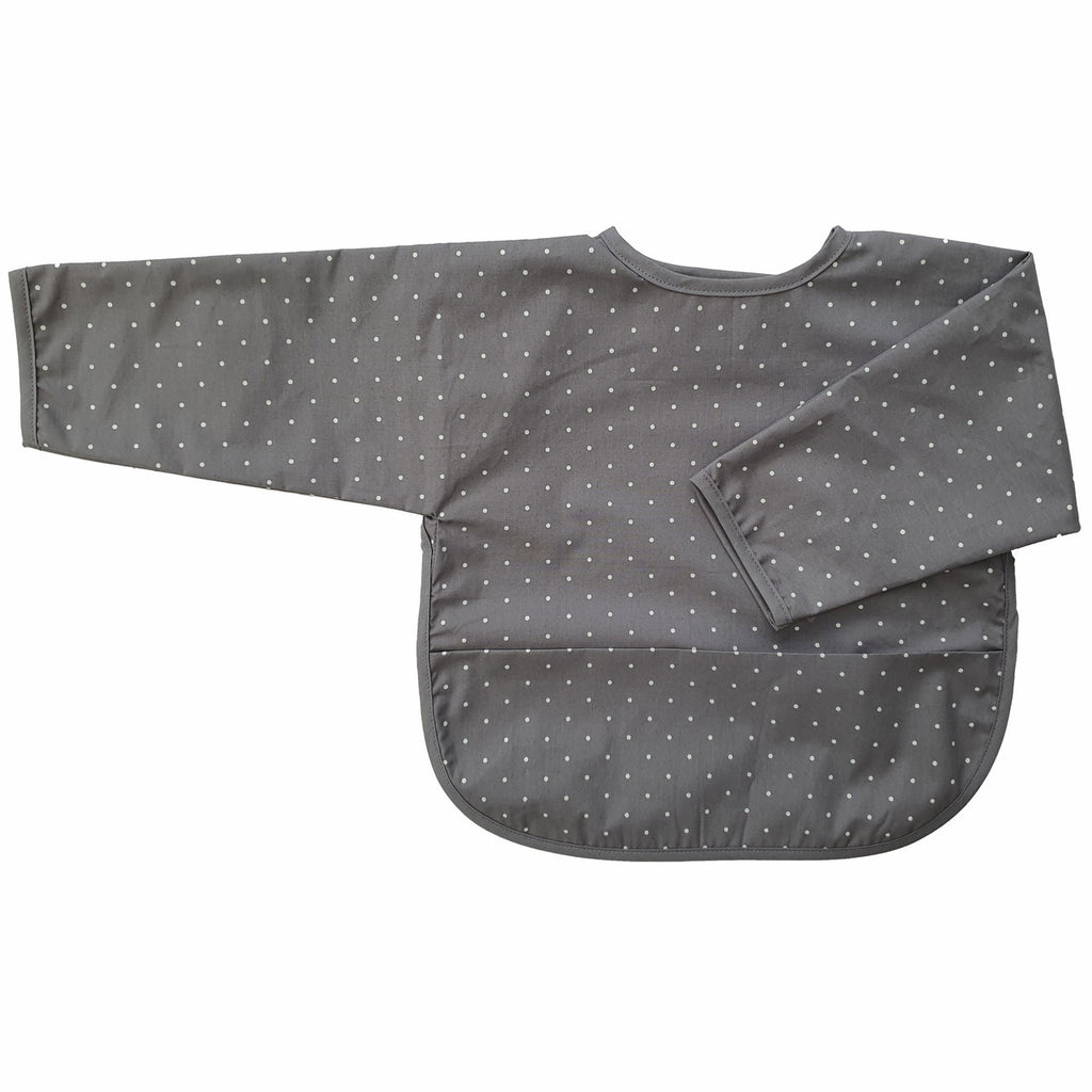 Bavoir à manches imperméable en coton bio – Gris