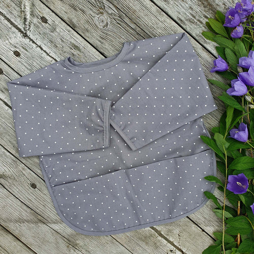 Bavoir à manches imperméable en coton bio – Gris