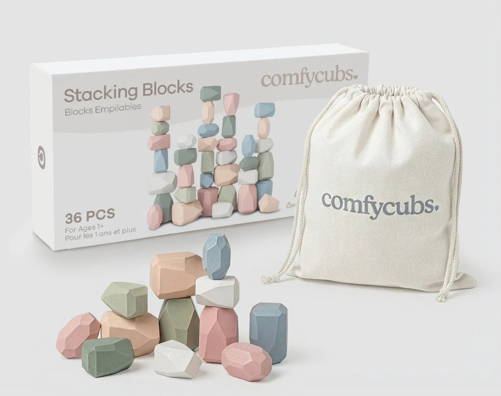 Jeu d'empilage de roches en bois Montessori – Motricité et créativité