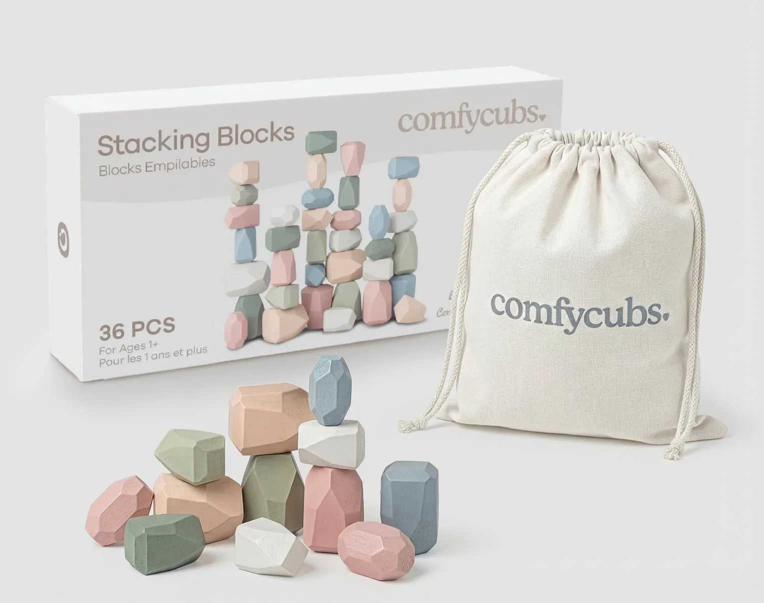 Jeu d'empilage de roches en bois Montessori – Motricité et créativité
