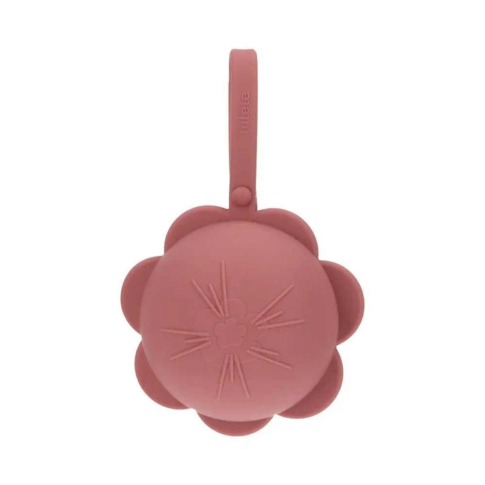 Etui tétine en silicone fleur - Brique