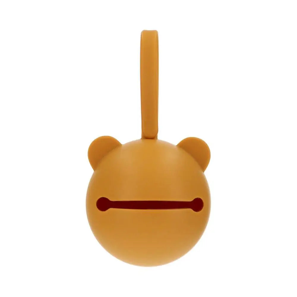 Etui tétine en silicone ourson - Moutarde