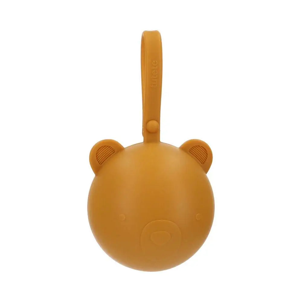 Etui tétine en silicone ourson - Moutarde