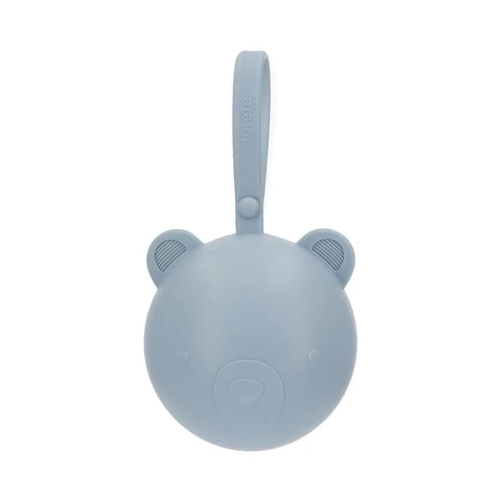 Etui tétine en silicone ourson - Bleu ciel