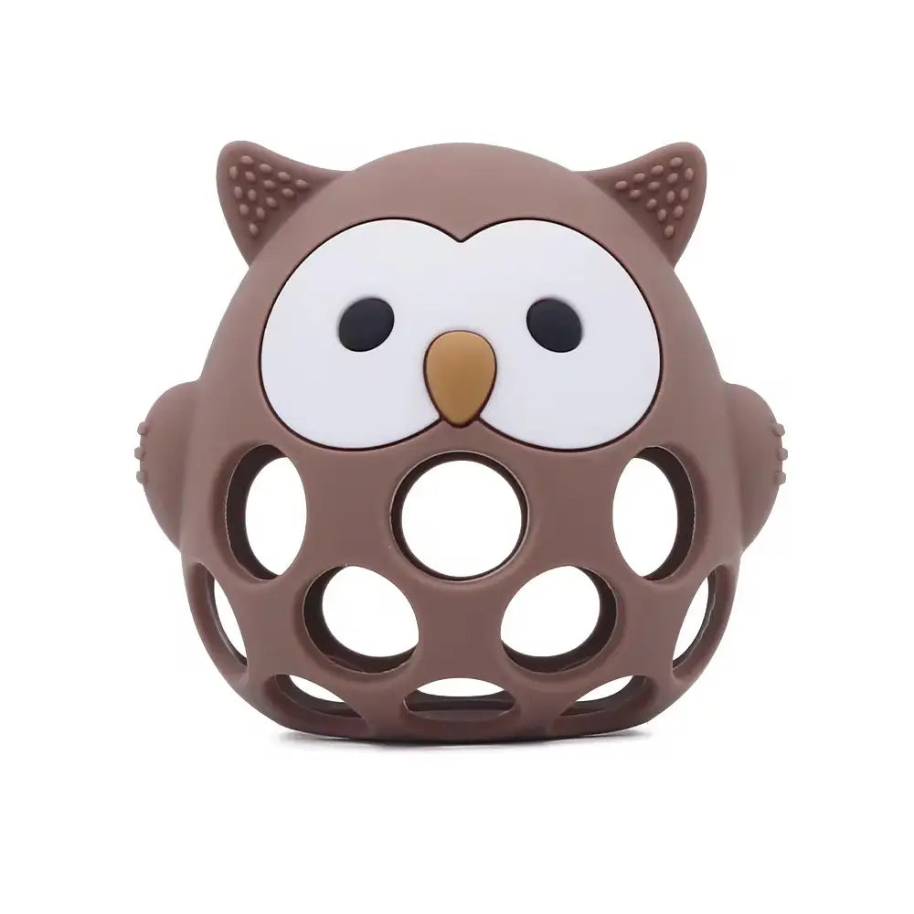 Anneau de dentition hibou en silicone - Marron