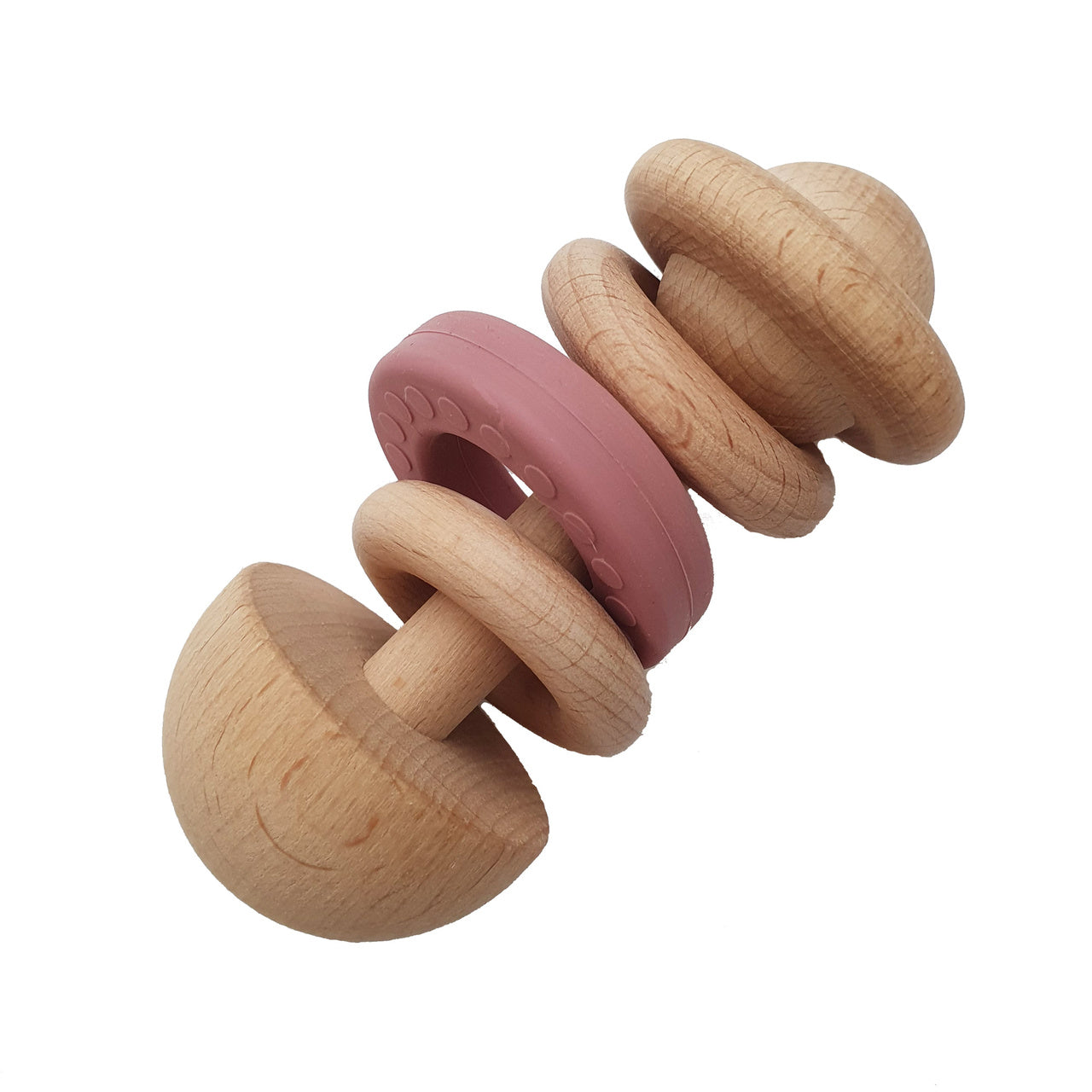 Hochet en bois et silicone - Mauve