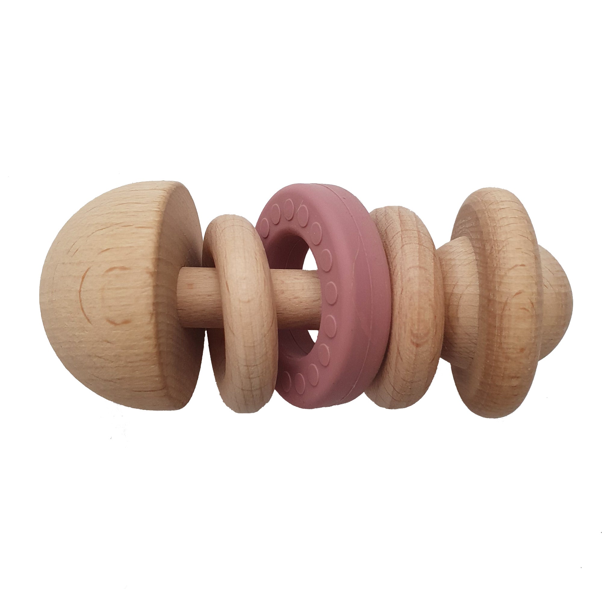Hochet en bois et silicone - Mauve