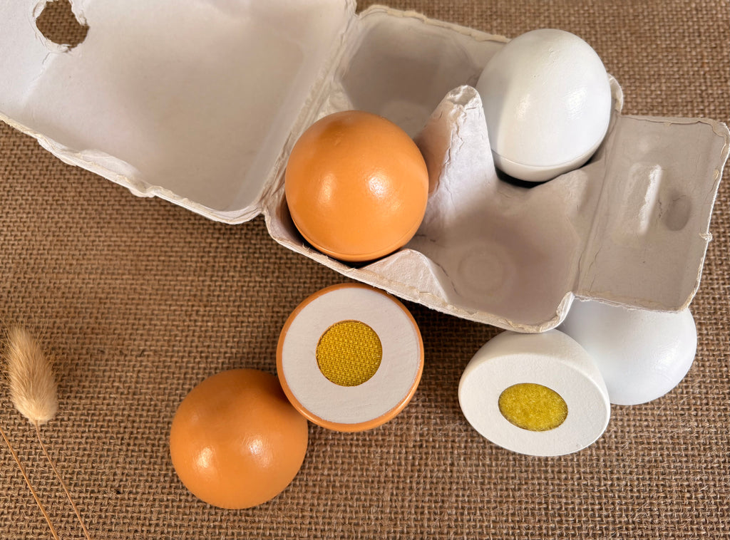 Œufs à découper en bois – Jeu d'imitation cuisine enfant