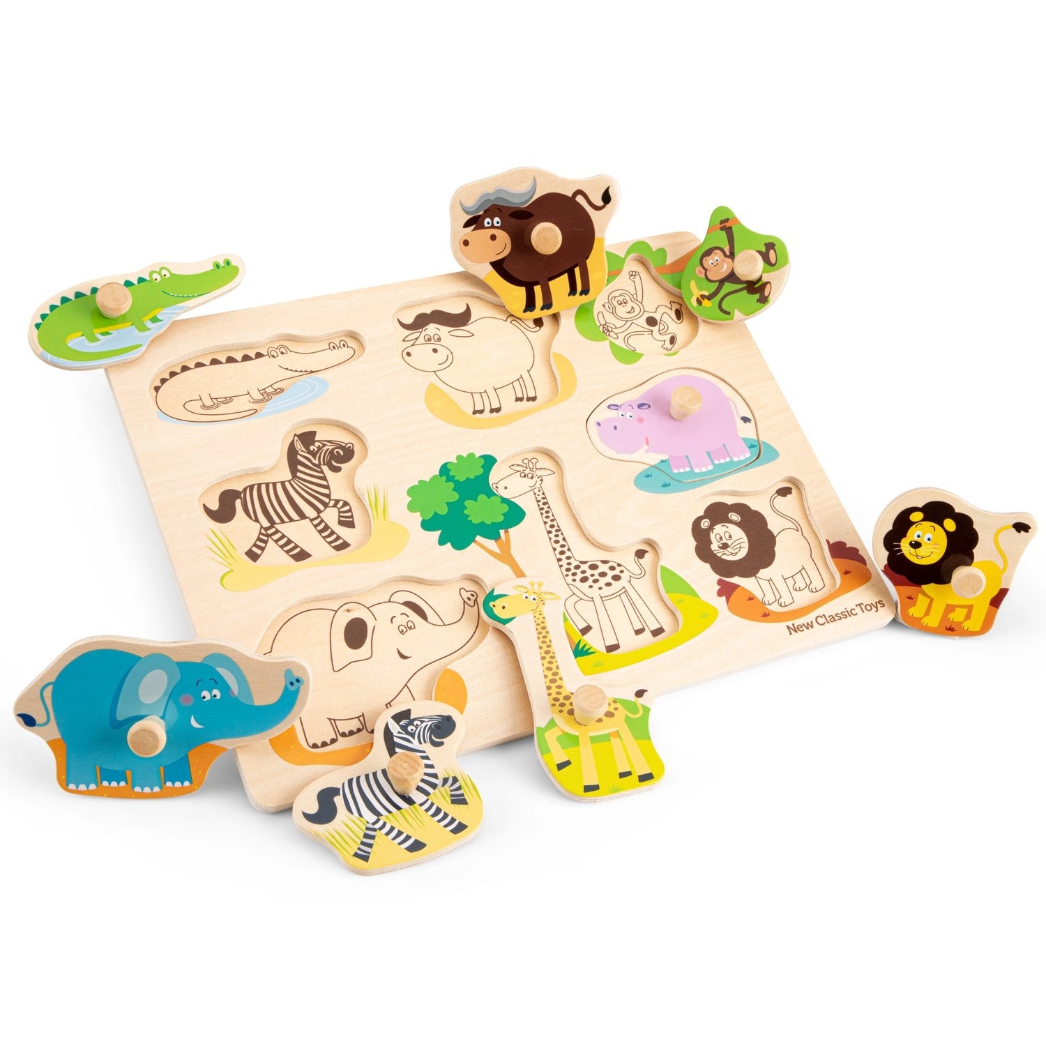 Puzzle à boutons en bois Safari – Animaux de la savane