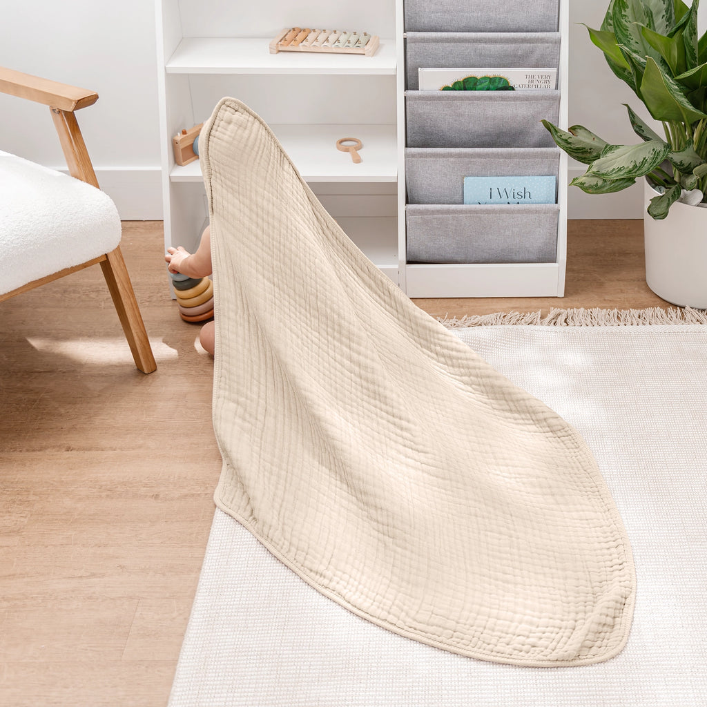 Serviettes de bain bébé à capuche en mousseline de coton x2 – Douceur naturelle