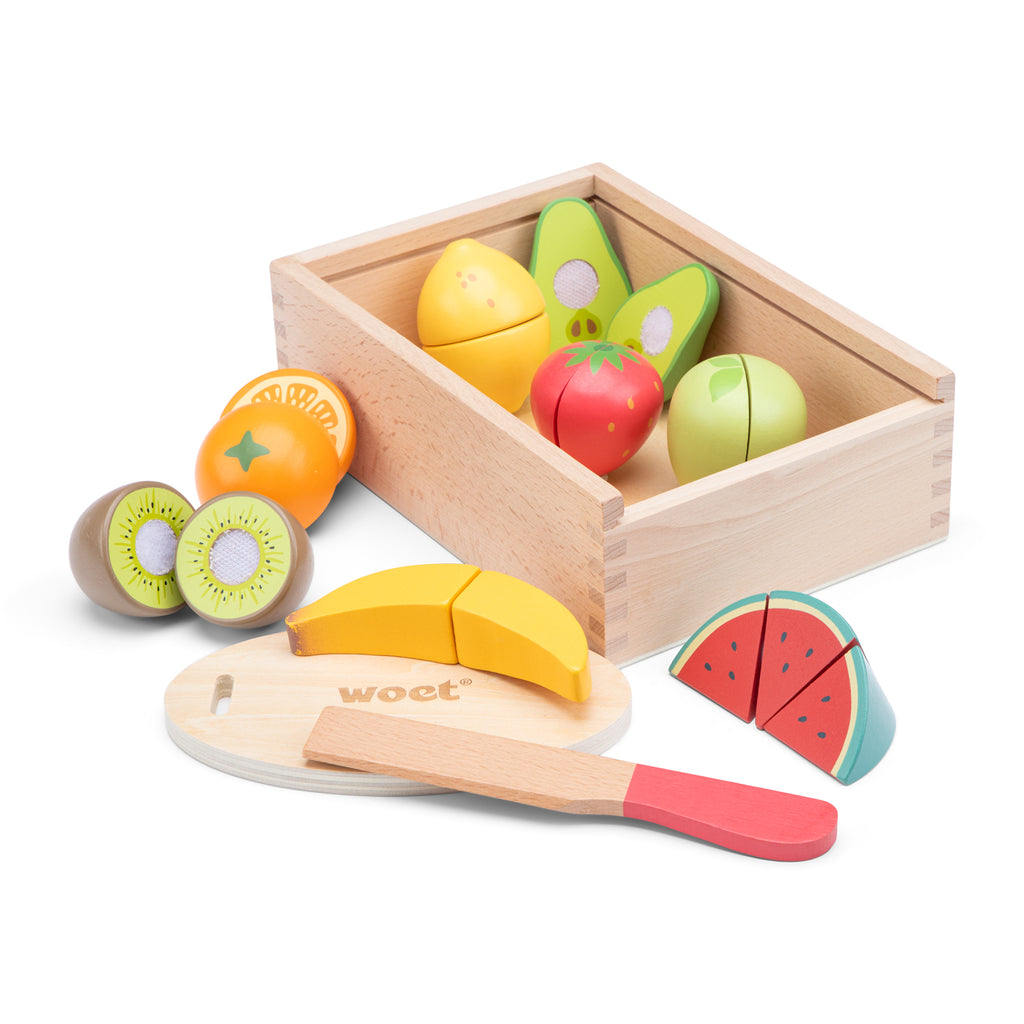 Set de fruits à découper en bois – Jeu d'imitation cuisine enfant
